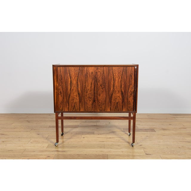 Mid-Century Modern Mid-Century Rosewood Bar with Roller Doors, Denmark, 1960s For Sale - Image 3 of 16