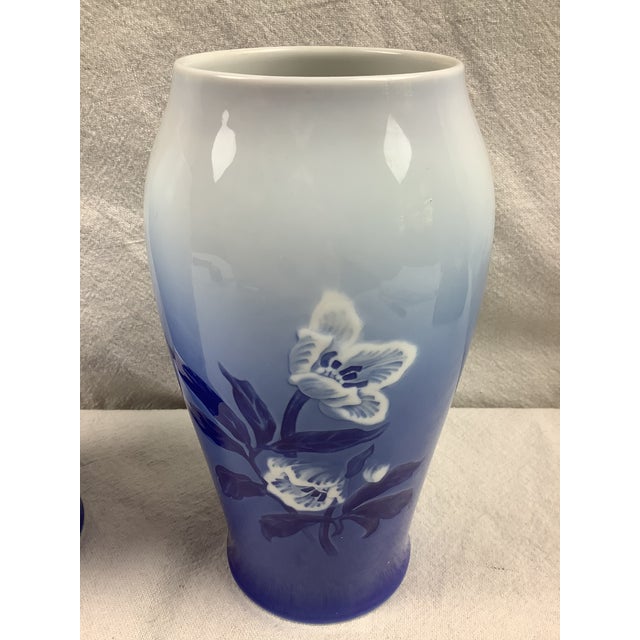 Lovely pair of B&G Christmas Rose vases. Signed with a Y for artist Cecelia Louise Hallin with husband FA Hallin. These...