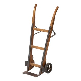 Vintage Industrial Wood and Iron Hand Truck, 1930s For Sale