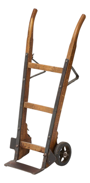Vintage Industrial Wood and Iron Hand Truck, 1930s