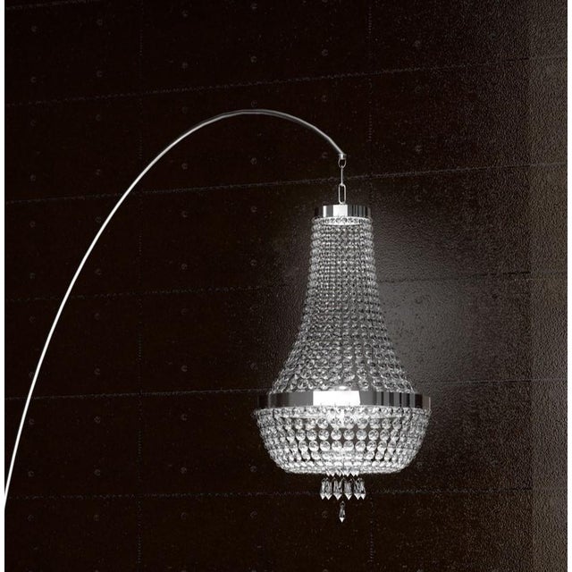 Contemporary Allure 6 Lights Floor Lamp in Polished Chrome and Full Cut Crystal by Aggiolight For Sale - Image 3 of 6