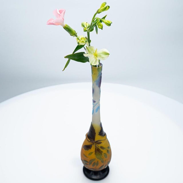 Acid Etched Multi Colored Overlay Vase from Gallé, 1904 For Sale - Image 6 of 10