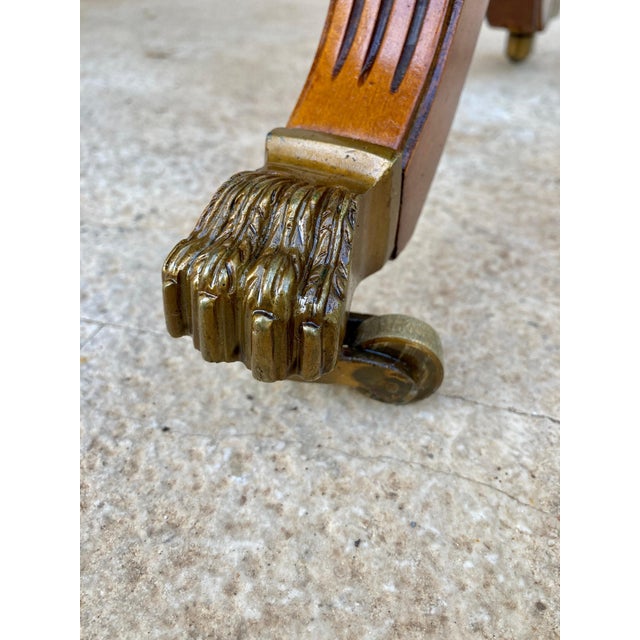 Mid 20th Century Winged Console Table in Walnut with Claw Feet in Bronze with Drawers and Wheels For Sale - Image 14 of 18
