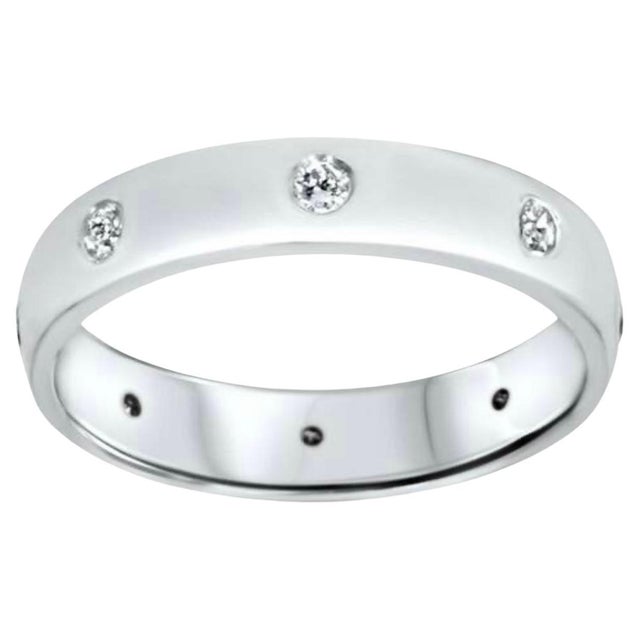 6 Flush Set Bezel Diamond Eternity Wedding Band in 18 Karat White Gold For Sale - Image 15 of 18