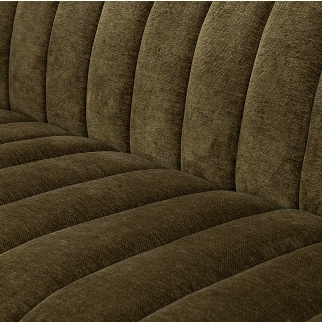 Olive Olive Velvet Tufted Sofa For Sale - Image 8 of 8