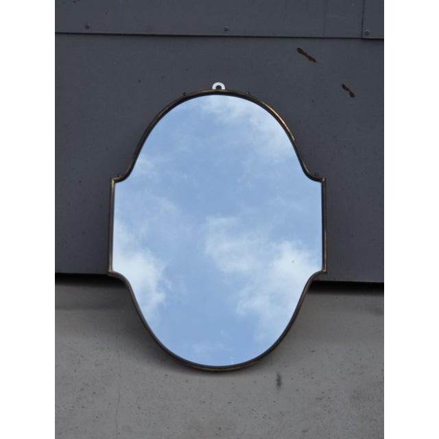 Mid-Century Modern Small Italian Brass Shaped Mirror, 1950s For Sale - Image 3 of 7