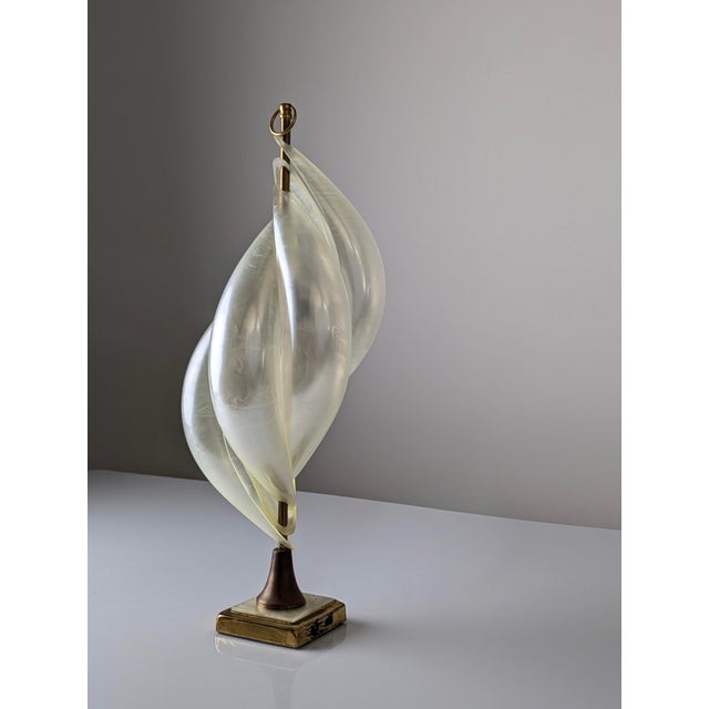 Hollywood Regency Canadian Opalescent Acrylic Glass Table Lamp by Maison Rougier, 1970s For Sale - Image 14 of 14