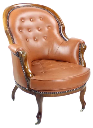 Cognac Leather and Walnut Armchair, Czechoslovakia, 1940s
