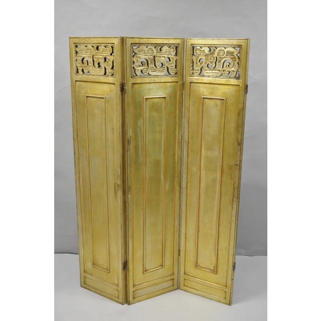 Antique Chinoiserie Oriental Eglomise Antiqued Mirror Glass 3 Panel Room Screen For Sale - Image 16 of 18