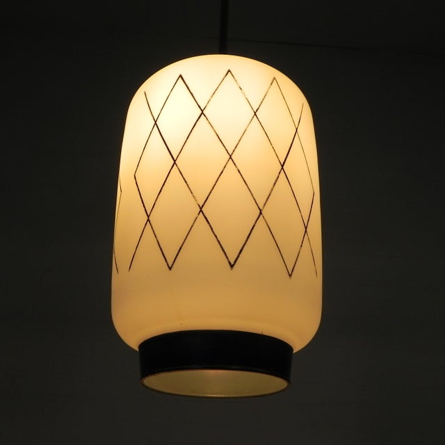 Vintage Pendant Lamp with Opaline Glass Shade, 1950s For Sale - Image 15 of 17