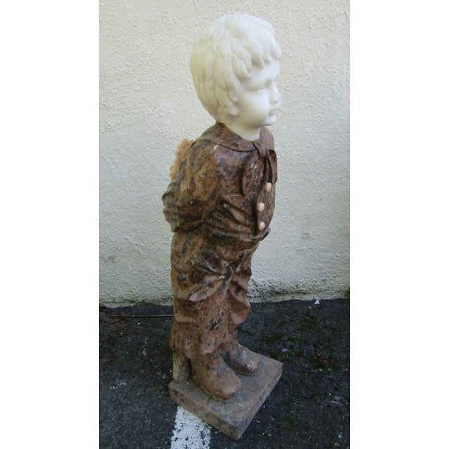 Granite Statue of Boy Holding a Bouquet For Sale - Image 4 of 10
