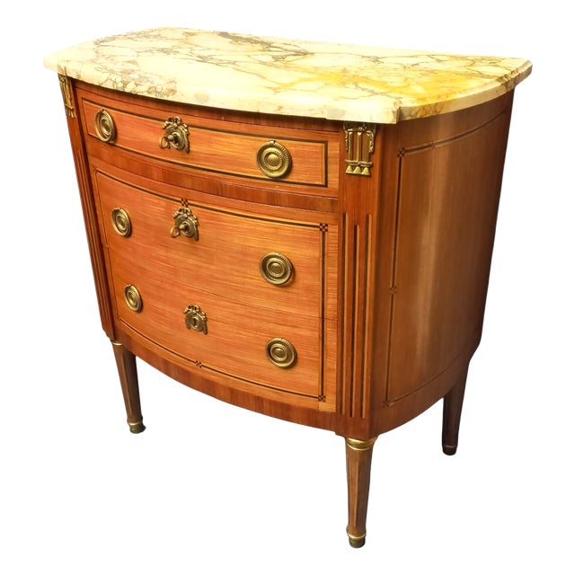 Louis XVI Marquetry Half-Moon Commode, 1890s For Sale