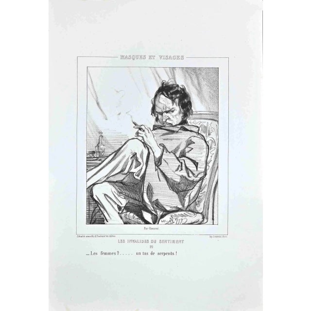 Les Invalides du Sentiment is a lithograph on ivory-colored paper, realized by the French draftsman Paul Gavarni (alias...