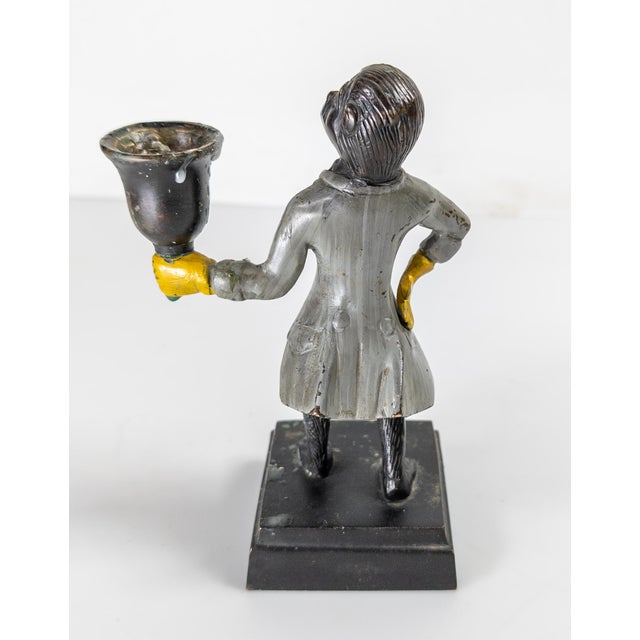 20th Century Decorative Bronze Painted Monkey Butler Candle Stick Holder For Sale In New York - Image 6 of 14