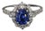 Mid 20th Century 14k White Gold Ring With 1.2ct. Blue Lab-Grown Sapphire & Diamonds - Size 8.25 For Sale