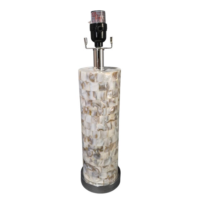 Late 20th Century Coastal Capiz Shell Column Table Lamp For Sale - Image 10 of 10