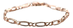 The Vamori: Ladies Rose Gold Modified Figaro Style Bracelet set with Diamonds