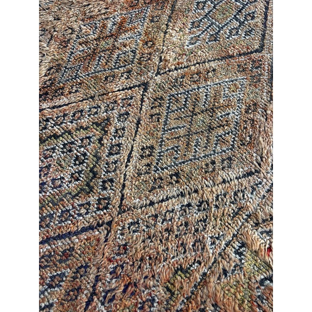 Textile Authentic Moroccan Vintage Boujad Berber Wool Rug -Handwoven Geometric Boho Area Carpet For Sale - Image 7 of 9