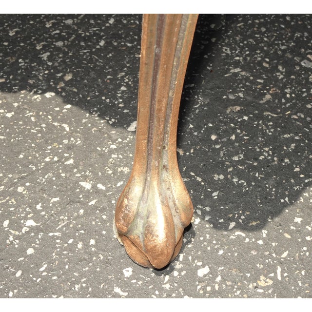 1960s Vintage French Hollywood Regency Bed Side Floral Bench W Cast Iron Skirt For Sale - Image 11 of 11