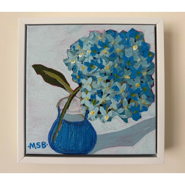 Modern Abstract Floral Folk Art Acrylic Painting on Stretched Deep Canvas, “Ocean Blue Too,” Signed, Melinda S Best...