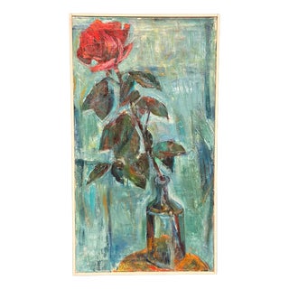 Ernst Baumann, Rose, 1960s, Oil on Canvas, Framed For Sale