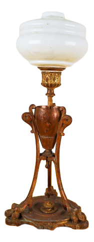 Vintage Art Nouveau Metal and Glass Lamp