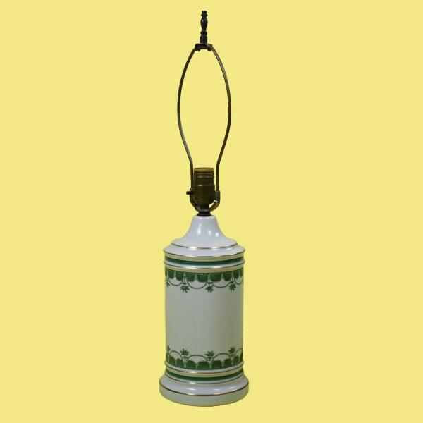 Pair of Green and Ivory Colonial Lamps For Sale - Image 4 of 4