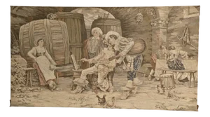 Large Signed Tapestry on Board, 1900