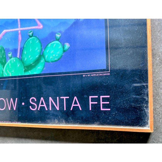 Wood 1980s Original Poster Nocturnal Desert, Flamingo, by Michael Morrow, Santa Fe For Sale - Image 7 of 12