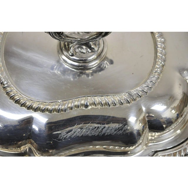 Metal Vintage Regency Style Silver Plated Covered Vegetable Dish Serving Platter For Sale - Image 7 of 13