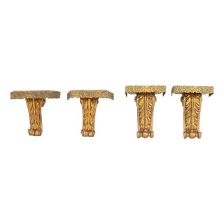 Italian Neoclassical Style Gilt Wall Brackets, 4 For Sale