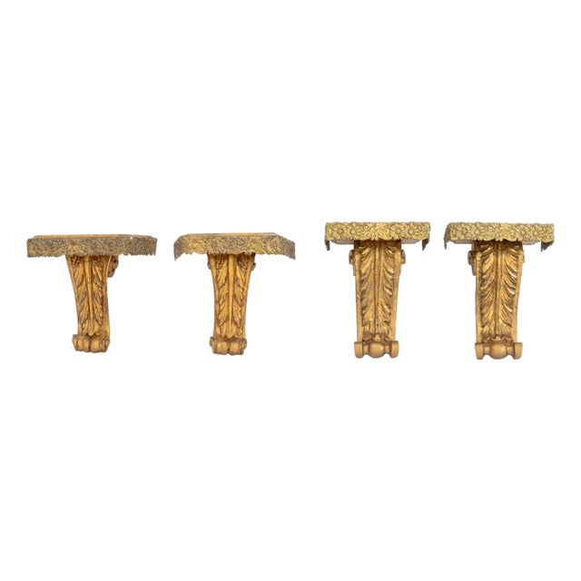 Italian Neoclassical Style Gilt Wall Brackets, 4 For Sale