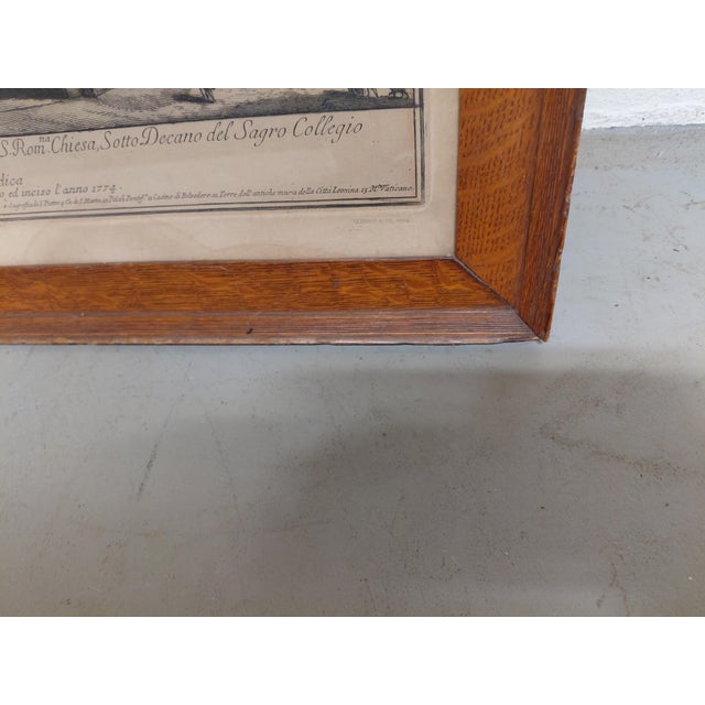 St. Peter Basilica C. 1780 Giuseppe Vasi Engraving Oak Frame For Sale - Image 14 of 16