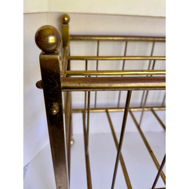 1960s Mid-Century Cantebury Brass Magazine Rack on Wheels For Sale - Image 5 of 12