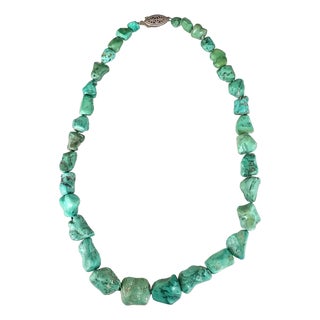 Vintage American Turquoise Beaded Necklace - 16.5" For Sale