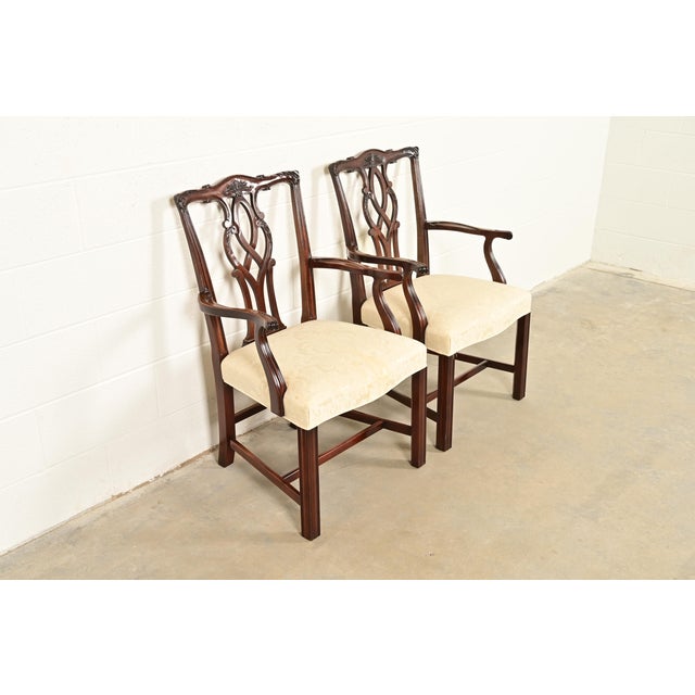 Kindel Furniture Kindel Furniture Georgian Carved Mahogany Armchairs, Pair For Sale - Image 4 of 13