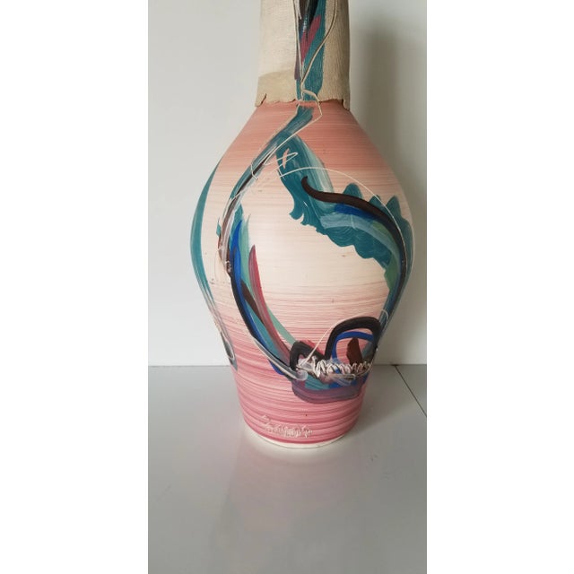 Abstract 1990 Vintage Pettigrew Hand Painted Southwestern Pottery Vase For Sale - Image 3 of 11