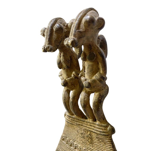 1980s Vintage Lobi Bronze Amulet /Gold Weight Couple Pendant 5" H For Sale - Image 5 of 7