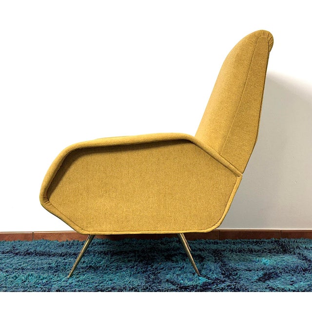 Yellow Vintage Armchair attributed to Marco Zanuso, Italy, 1960s For Sale - Image 8 of 16