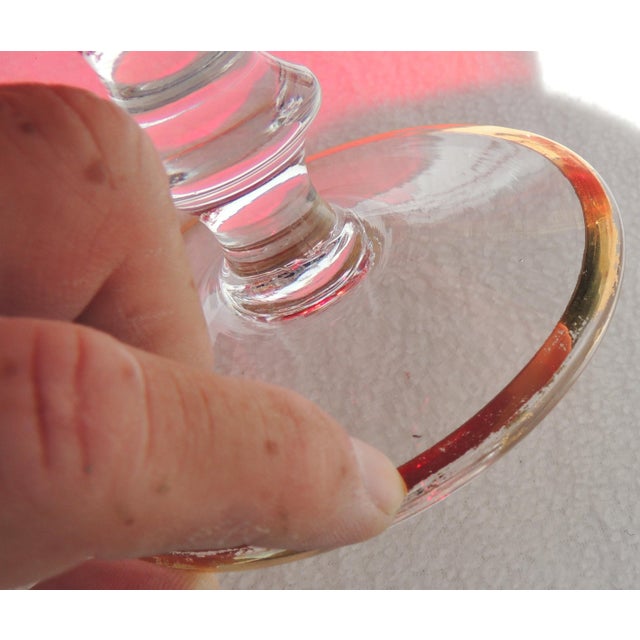 Vintage Mid-Century Bohemian Ruby Red Art Glass 24k Gold 7pc Pedestal Salad Dessert Serving Set For Sale - Image 12 of 13