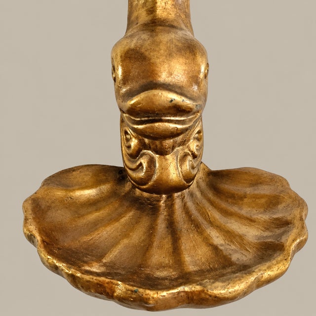 Vintage Mid Century Asian Gold Koi Dolphin and Shell Wall Shelf Decorative Bracket For Sale In Naples, FL - Image 6 of 10