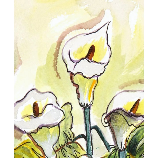 Contemporary Watercolor Still Life Painting - White Flowers For Sale - Image 3 of 4