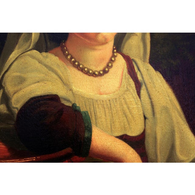 2000 - 2009 Tommaso Rivoli, Italian Woman at the Fountain, 1990s, Oil Painting on Canvas, Framed For Sale - Image 5 of 10