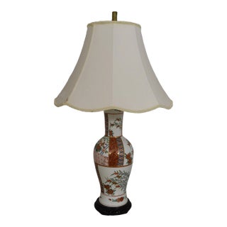 1990s Chinese Style Porcelain Table Lamp With Shade For Sale