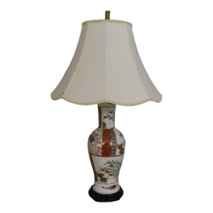 1990s Chinese Style Porcelain Table Lamp With Shade