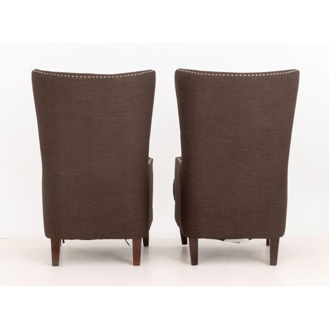 Late 20th Century Pair of Picket House "Kegan" Chocolate Synthetic Upholstered Armchairs For Sale - Image 5 of 10