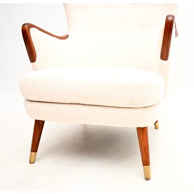 Brown Vintage Swedish Wing Back Armchair, 1950s For Sale - Image 8 of 9