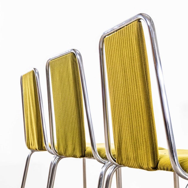 Olive Green Upholstered Chrome Framed Stacking Dining Chairs, 1980s, Set of 8 For Sale - Image 6 of 12