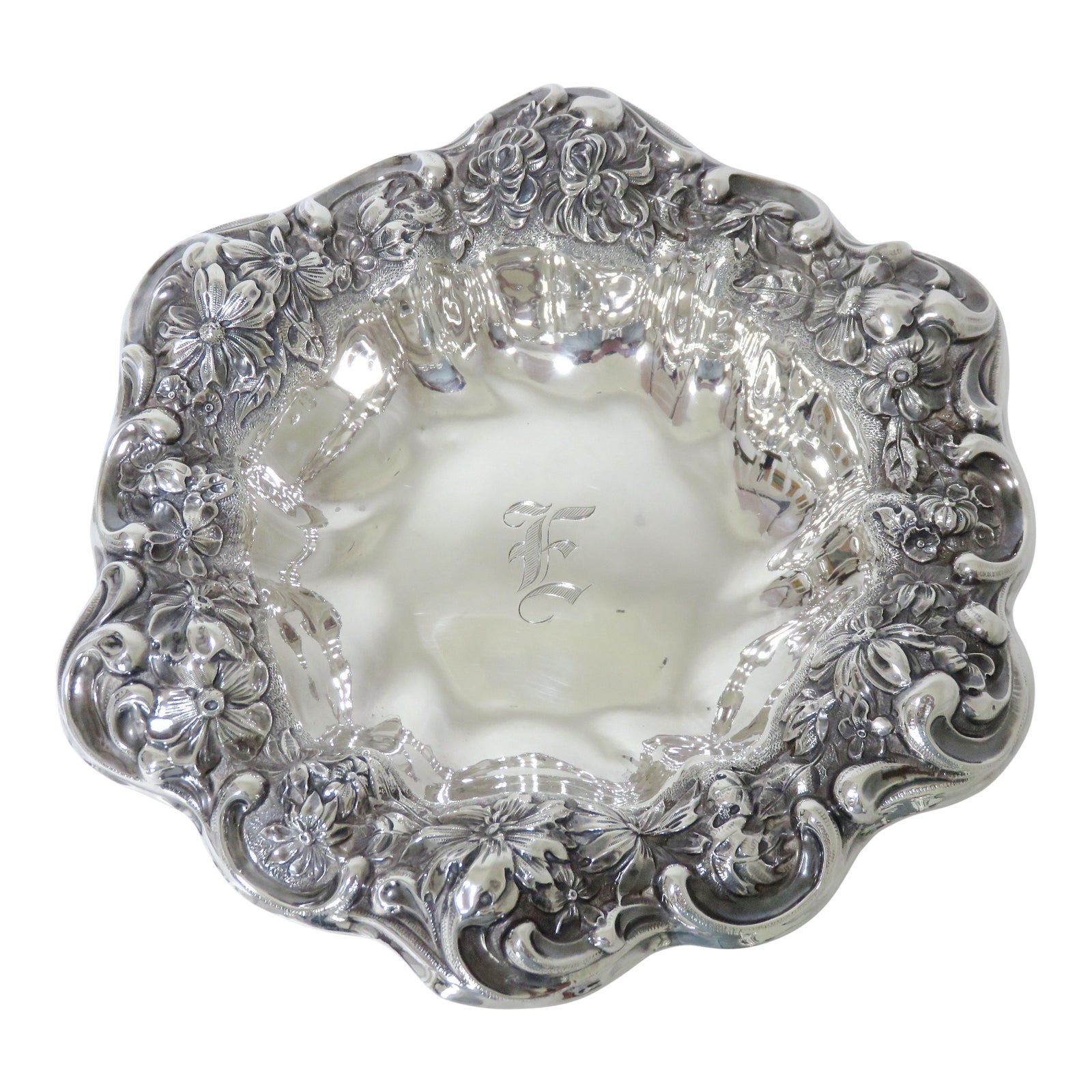 Antique Sterling Silver Serving Bowl | Chairish