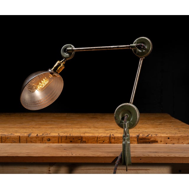 Vintage Industrial Articulating Table Mount Task Lamp For Sale In Chicago - Image 6 of 11